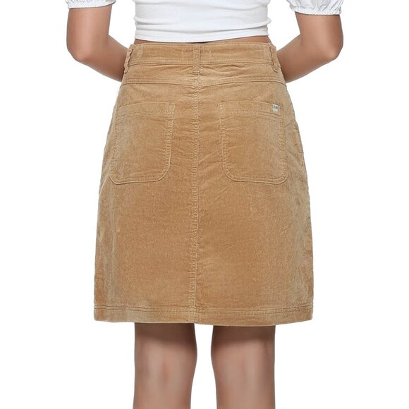 Jeanir Corduroy Tan Midi Skirt Cottagecore Twee Prairie Coastal Cowgirl Boho - Picture 4 of 15